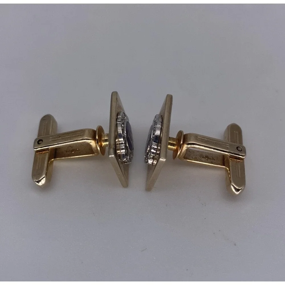 Vintage Collectible Cufflinks Lions International Gold-Tone Alloy